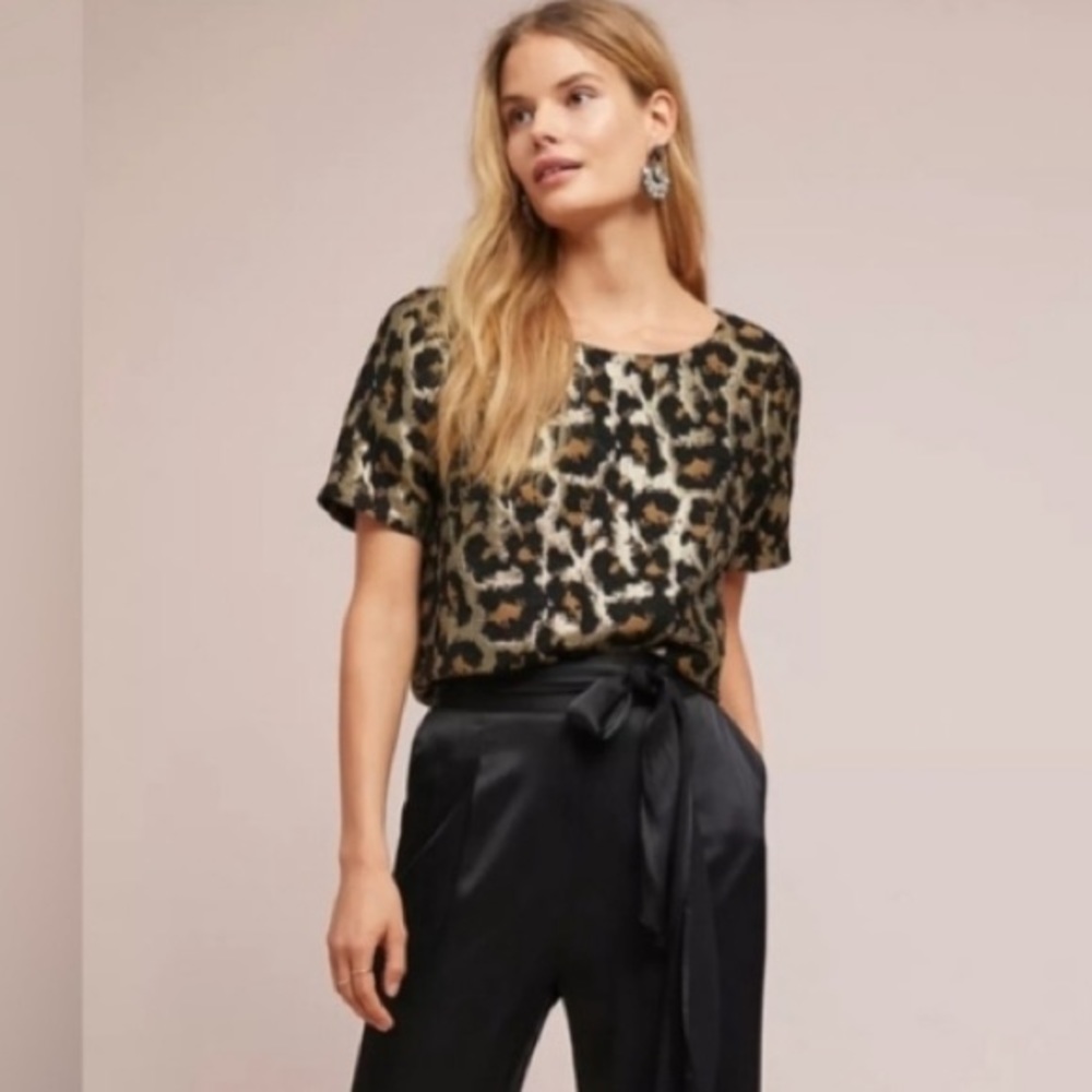Hutch Anthropologie Blouse Sleeve Top Tie Back
